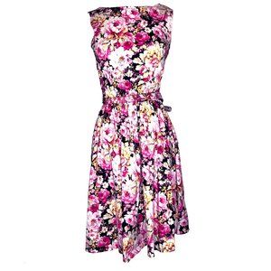Retro Flowered SummerCotton Dress | Size MRetro